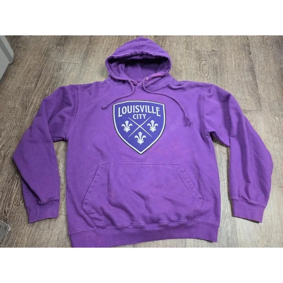 LouCity Authentic Louisville City Purple FC Men's Club Hoodie Sweatshirt Medium - Picture 1 of 6